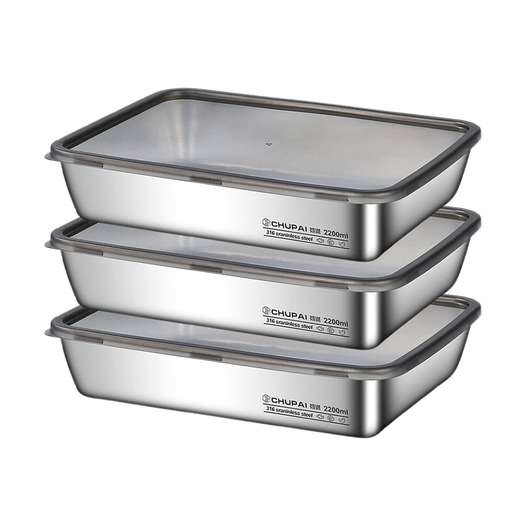Stainless Steel Fridge Containers (Pack of 3)