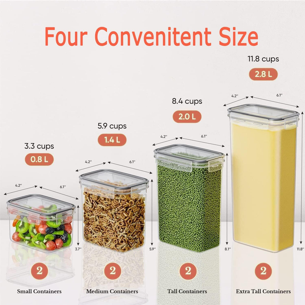 Airtight Food Containers (Pack of 8)