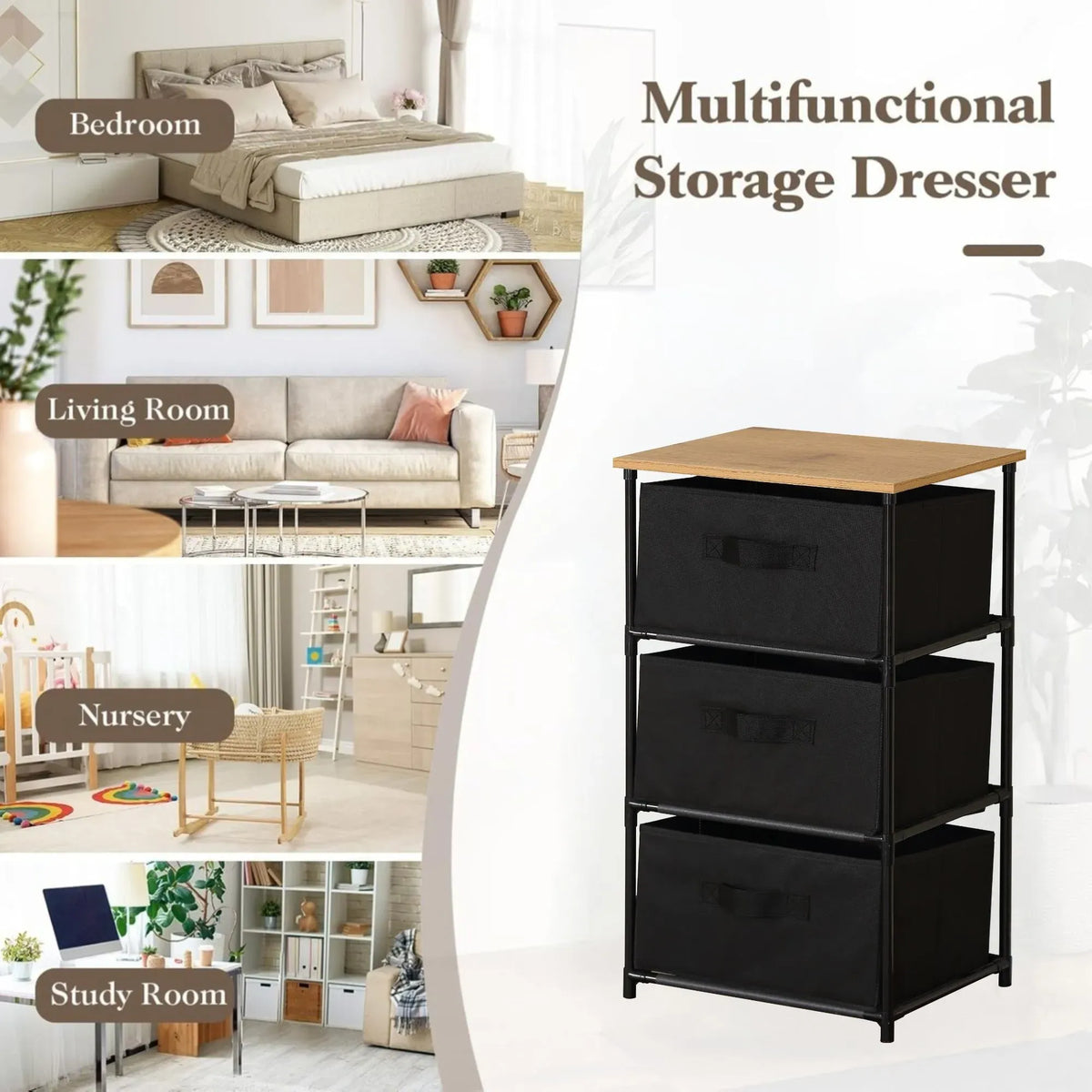 3-Drawer Storage Dresser