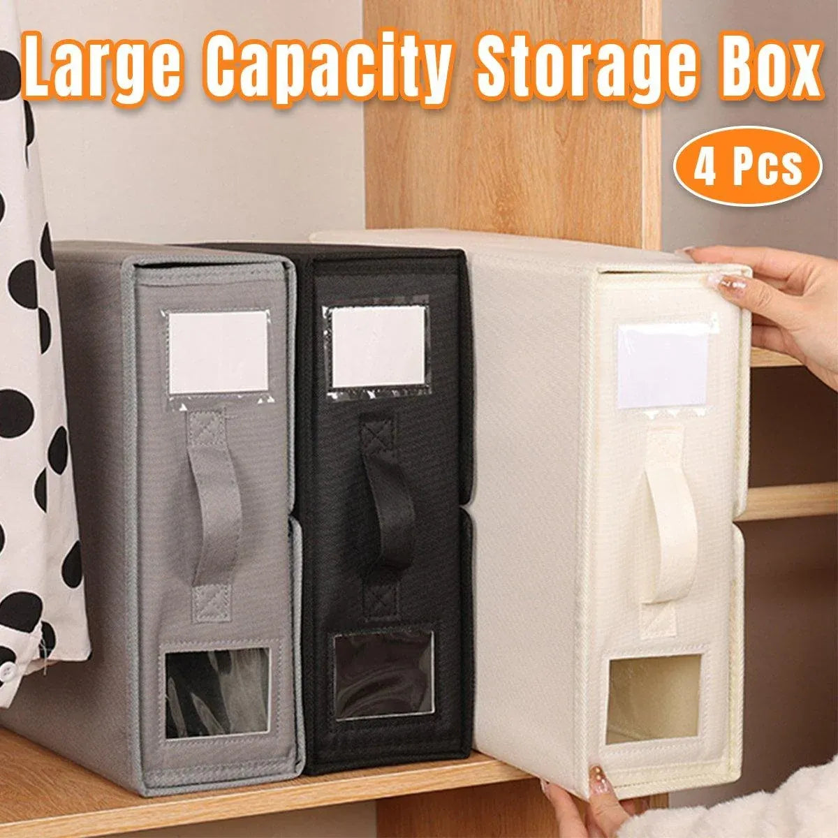 Fabric Storage Boxes (Pack of 4) – Black