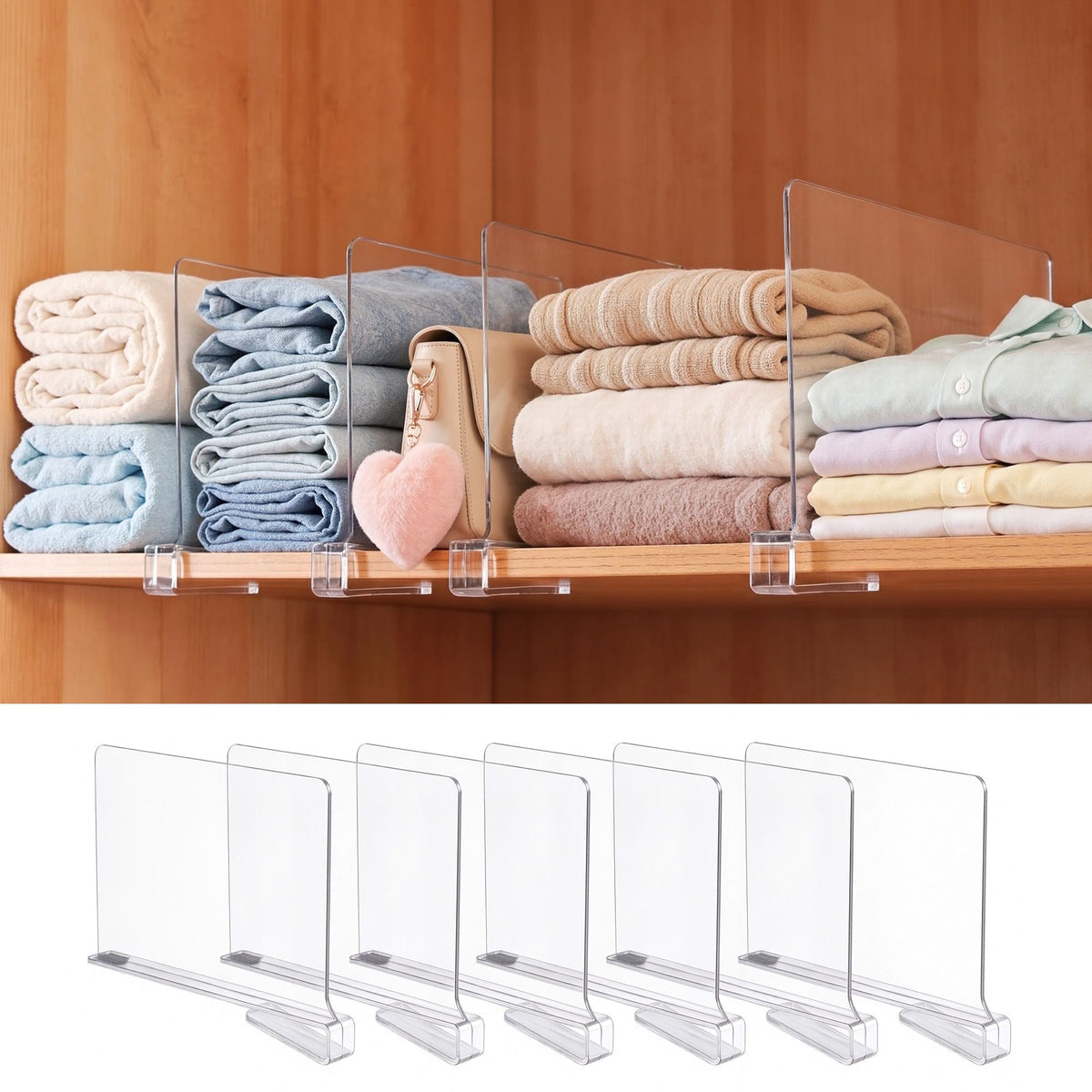 Clear Shelf Dividers (Pack of 6)
