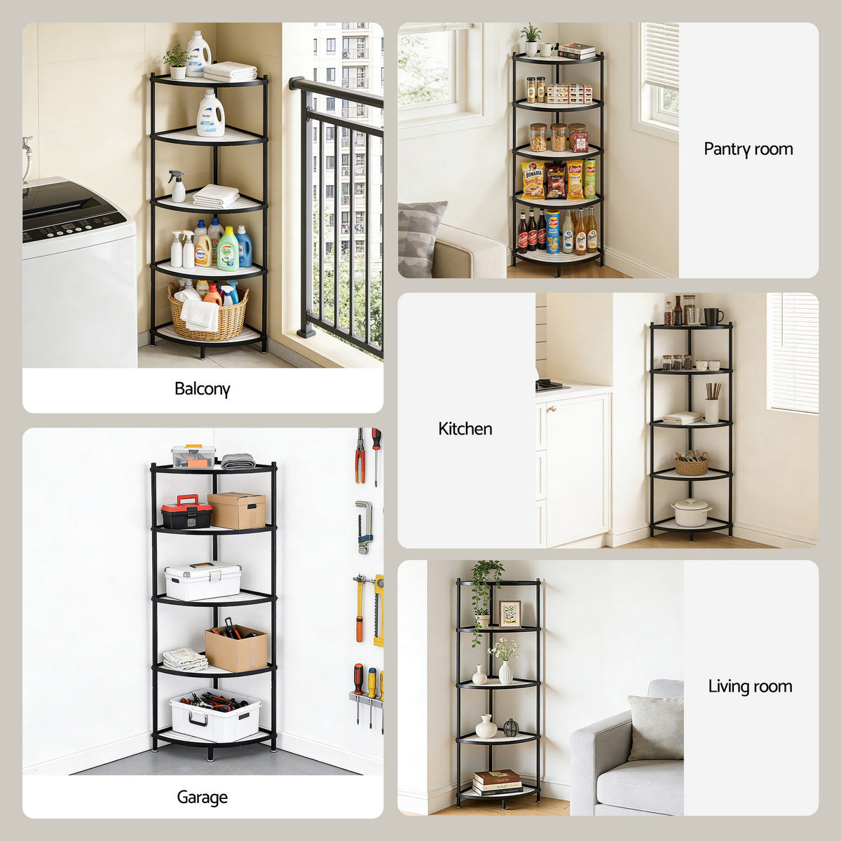 5-Tier Corner Kitchen Shelf